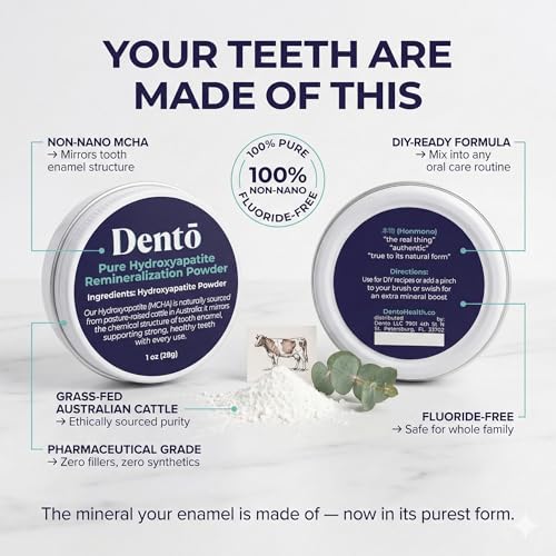 Dento Hydroxyapatite Tooth Powder 1oz Enamel Strengthener Natural Remineralizer