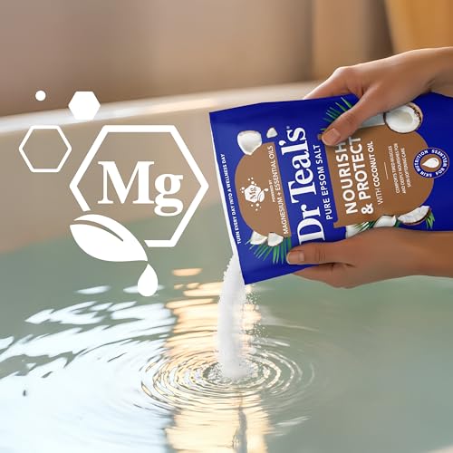 Dr Teal's Nourish & Protect Epsom Salt Soak with Coconut Oil, 3 lb (Pack of 4)