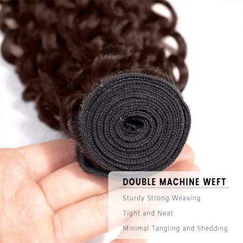 Dark Brown Human Hair Extension Bundle 12A Brazilian Virgin Deep Wave 32 Inch