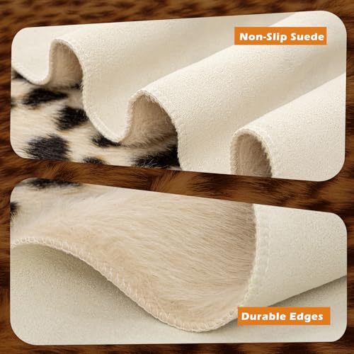 Seek4comfortable Leopard Print Rug 6.8x5.2 ft Faux Cheetah Animal Carpet
