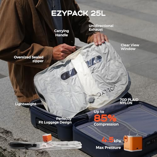 Travel Vacuum Bags with Pump 25L Large Capacity Waterproof Compression Storage Bag - 3 Pack White
