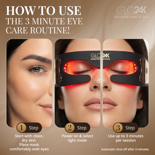 GLO24K LED Eye Mask with 108 LEDs & 7 Color Modes for Under-Eye Skincare