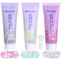 Body Glitter White & Silver & Pink 150ml Face Hair Self Adhesive Gel Accessories Cosmetic Glitter Long Lasting Chunky Sequins Glitters for Eye Lip Nails Gel Festival Rave