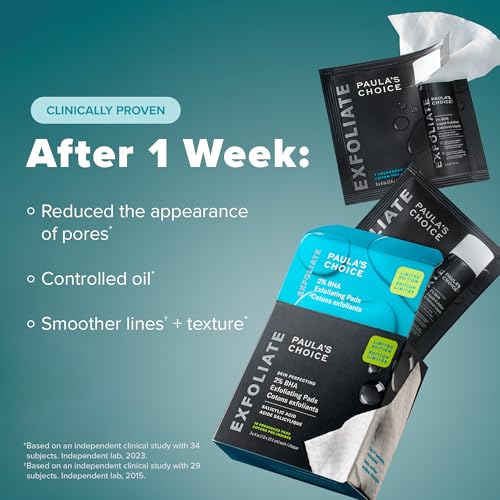 Paula's Choice SKIN PERFECTING 2% BHA Toner Pads, 10ct & 2% BHA Liquid Exfoliant, Salicylic Acid Facial Exfoliator for Enlarged Pores, Travel Size 1oz
