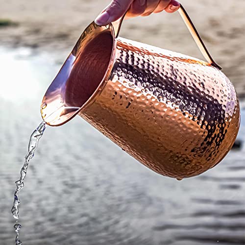 Copper Pitcher with Lid - 68 Oz Water Jug for Hydration & Health Benefits