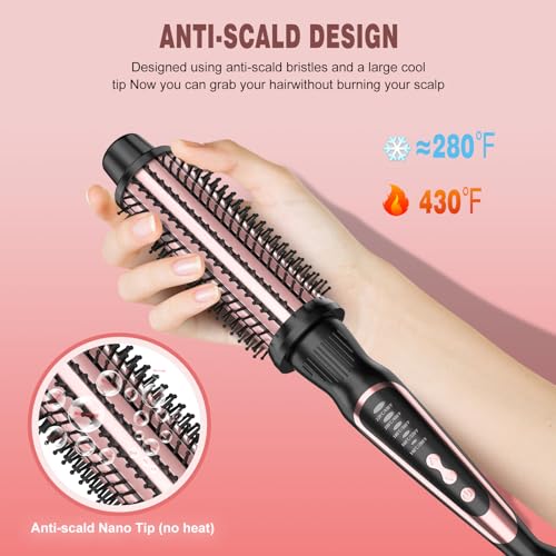Rose Gold 1.5 Inch Thermal Curling Brush for Hair Styling & Voluminous Waves