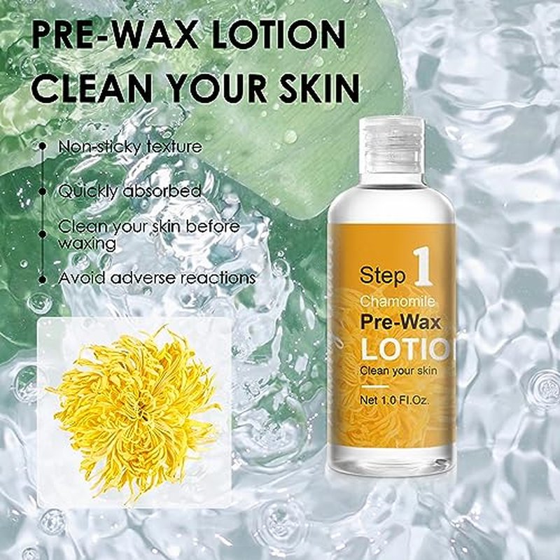 Before And After Waxing Skin Care Products, Chamomile Pre Wax Cleanser Lotion, Almond Oil Moisturizing Wax Remover, Post Wax Cooling Aloe Vera Gel, 3 Bottles Hair Removal Waxing Kit for Women