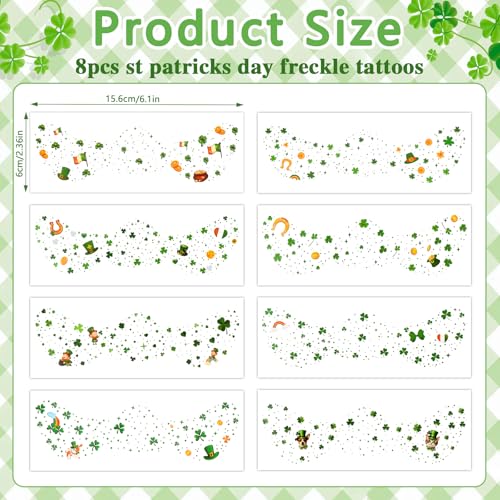 Konsait St Patricks Day Face Tattoos ? Gold Leprechaun Shamrock Freckles Makeup Tattoo Kit for St. Patrick's Day, Parade, Festivals Style & Accessories