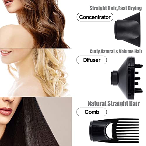 JINRI 1875W Negative Ionic Hair Dryer - Fast Dry, Low Noise, Model Bk