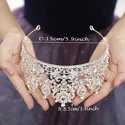 Silver Rhinestone Tiara for Women Girls Bridal Wedding Prom Princess Crown