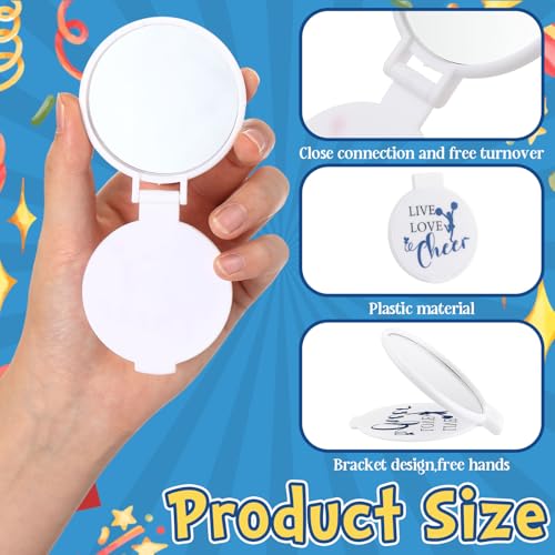 Talltalk 48 Pcs Cheerleader Gifts Set Cheer Gifts Bulk for Team 12 Cheer Makeup Bag 12 Cheer Bracelets 12 Folding Cheerleading Makeup Mirror 12 Bow Keychain for Cheer Team Party Favors(Blue)