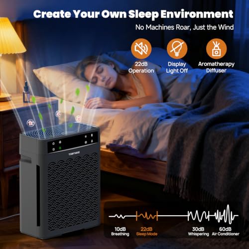 TDBYWAE Large Room Air Purifier with HEPA Filter & Fragrance - Grey