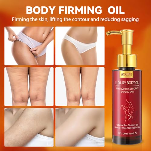 Body Firming Oil for Crepe Skin - After Shower Oil for Women, Tightening & Hydrating Treatment for Arms, Legs, Stomach & Body, Natural Formula for Dry Skin, Lightweight & Non-Greasy, 4.06 FL OZ-2Pack