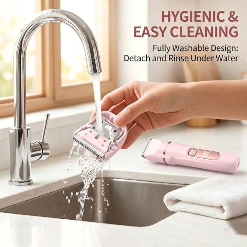 Pink 5-in-1 Women's Electric Bikini Trimmer & Razor Waterproof USB Rechargeable
