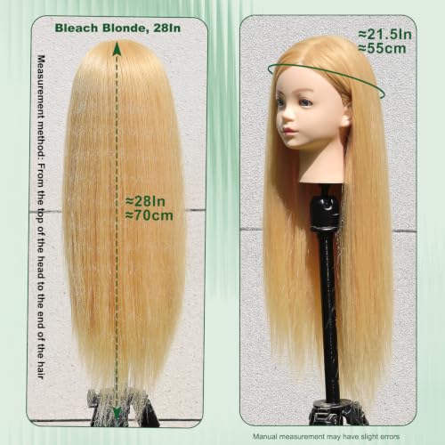 Mannequin Head with 50% Real & Synthetic Hair - Bleach Blonde 28In - Practice & Styling