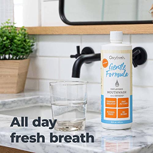 Gentle Unflavored Mouthwash for Sensitive Gums & Teeth - 16 oz Pack of 2 - Alcohol-Free, Zero Mint, Flavor Free