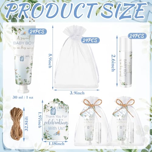 Boy Clothes Baby Shower Favors - 24 Hand Cream & Lip Balm Gift Sets