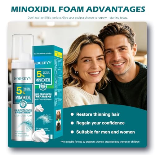 Minoxidil Foam for Men 5% Hair & Beard Growth Treatment - Unscented, 4 Pack
