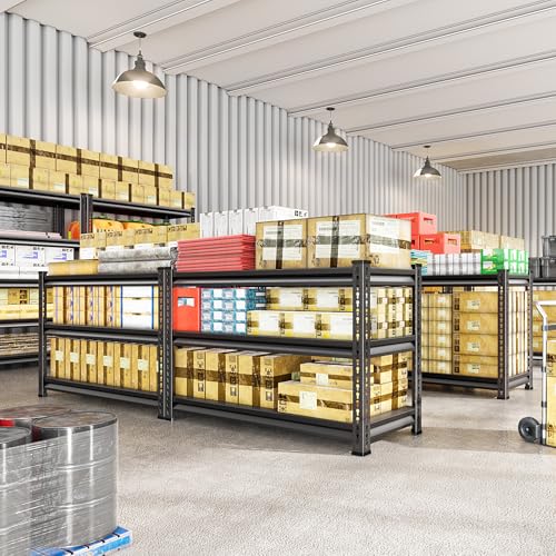 Rufokisa Black Heavy Duty Metal Garage Shelving 3-Tier 48"W x 18"D x 39"H Adjustable Storage Racks