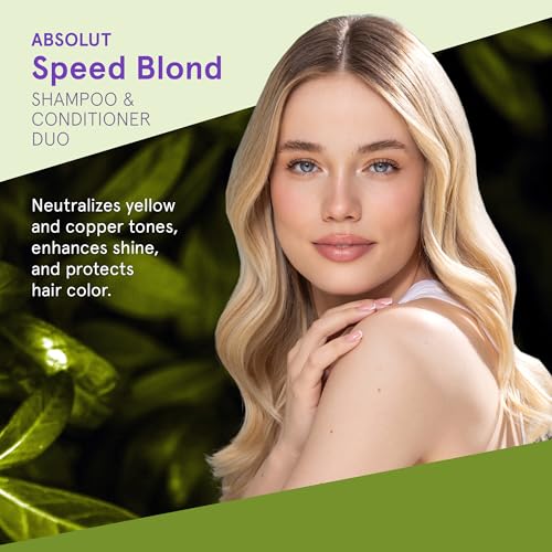 Inoar Absolut Speed Blond Shampoo & Conditioner Kit with Argan Oil for Blonde, Silver & Gray Hair with Tone Neutralization & Hydration, 8.45 fl.oz