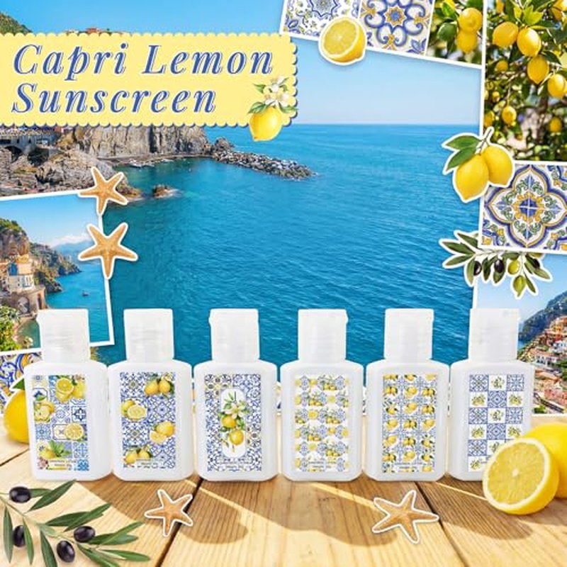 Demissle 30 Pcs Mini Sunscreen Bulk Travel Size 1 oz Lemon Party Favors Capri Lemon Sunscreen Lotion Spf 30 for Wedding Bridal Bachelor Shower Italian Holiday Souvenir Birthday Party