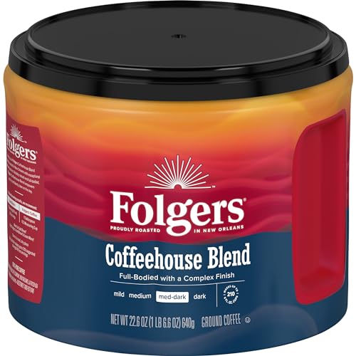 Folgers Coffeehouse Blend Ground Coffee Pack of 6 - 22.6 oz Canisters, Medium-Dark Roast