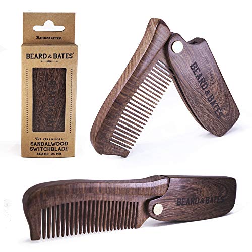 Foldable Wooden Beard & Hair Comb with Leather Pouch - Artisan Crafted