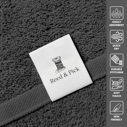 16x27 Pack of 24 Dark Grey Cotton Spa Towels - Highly Absorbent Hand & Gym Towels