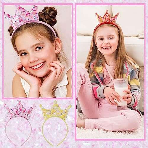 Princess Crown Headbands Set - Glitter Party Favors for Girls, 24 Pack