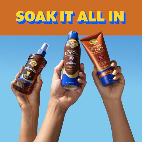 Banana Boat SPF 15 Dry Tanning Oil Spray 6 oz Pack of 3 - Water-Resistant, Argan Oil Formula