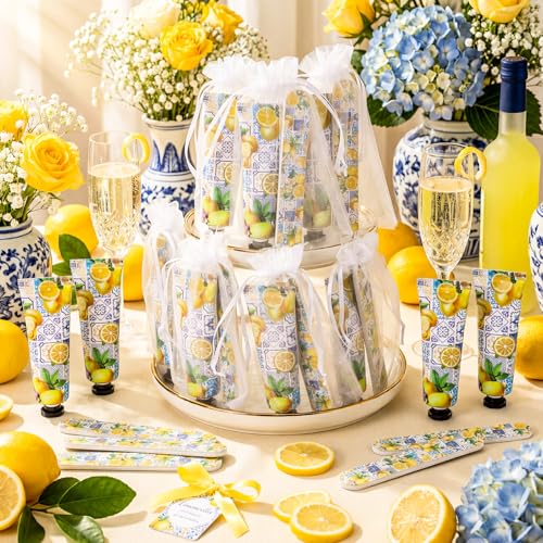 Capri Lemon Hand Cream & Nail File Gift Set - Bridal Wedding Favors Bulk