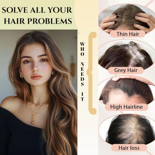 Lumhun 16-Inch Hair Topper for Women Dark Brown with Brown Highlight, 6.5x6.5" Heat-Resistant Synthetic