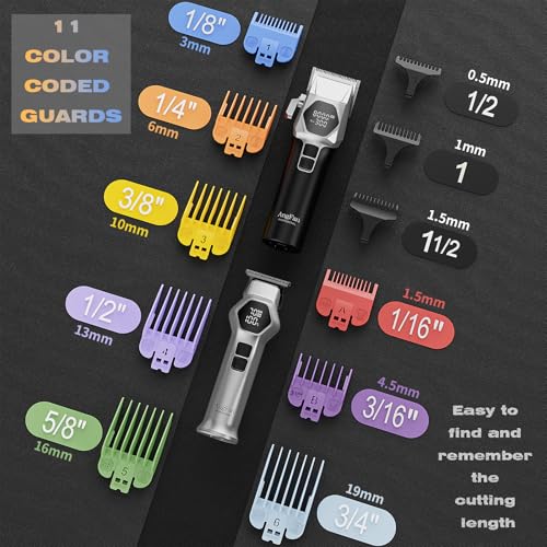 AngFan 712 Hair Clippers & 512 Trimmer Set, Professional 8000RPM Brushless Motor, 440C Steel Blades for Men and Barbershop