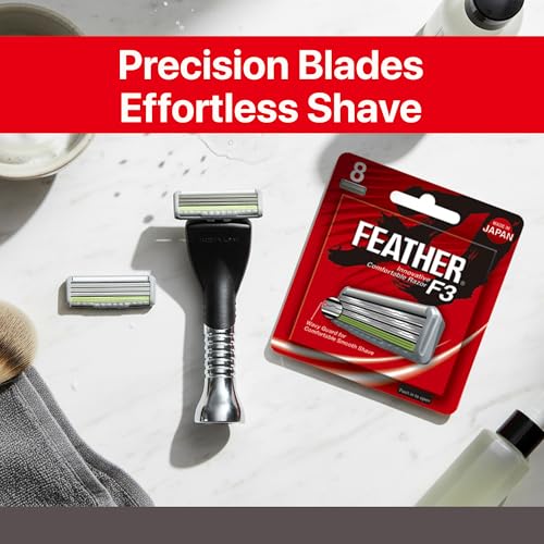 Feather Feather F3 Razor Blade Refills - Wavy Guard SiC Ceramic - Silver 8 Pack