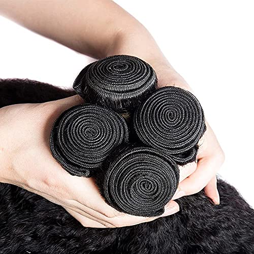 HeumHrn 16-Inch Natural Black Yaki Straight Human Hair Bundles 3-Pack