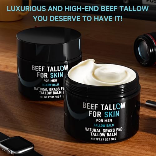 Beef Tallow for Skin, Beef Tallow Skin Care for Men, Mens Skincare Moisturizer for Face Neck Deeply Nourishing and Moisturizing, Tallow Face Moisturizer for Men