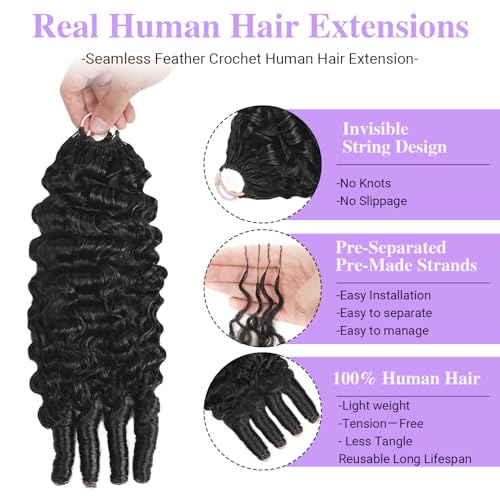 Sterly Burmese Curly Crochet Hair Bundles 16" 120g Pre-Separated Feather Knotless