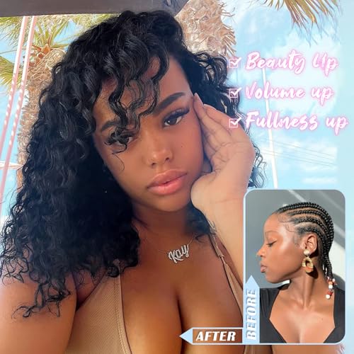 Deep Wave Crochet Hair 12 Inch Black Pre-Looped Curly Synthetic Braiding