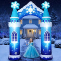 10 ft Inflatable Snow Castle Archway with LED Lights | Winter Wonderland Decor