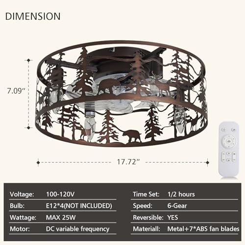 Farmhouse Bronze Ceiling Fan with Light & Remote Control - 18 Inch
