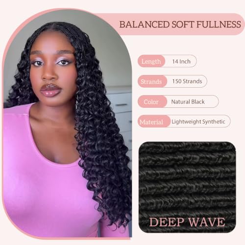 Deep Wave Crochet Hair for Black Women 14 Inch 150 Roots - Pre-Separated Feather Style