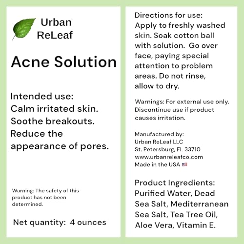 Acne Treatment Toner with Sea Salt & Tea Tree - Calms Skin, Reduces Pores, 4 oz