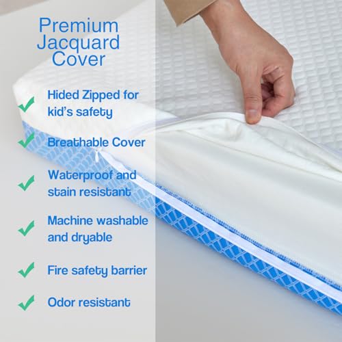Baby Crib Mattress with Gel Memory Foam & Removable Cover - 52 x 28 inches