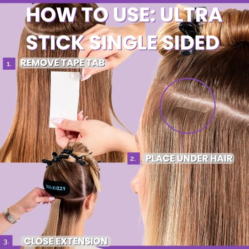 Big Kizzy Single Sided Hair Extension Tape Replacement - 144 Tabs, Strong Hold