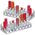 Amazing Abby - Glamour - 2-Pack 24-Slot Acrylic Lipstick Organizer, Lipstick Holder, Lip Gloss Holder, Cosmetic Storage Display, Perfect Storage Solution for Drawer and Vanity (Slot Size: 0.9" x 0.9")