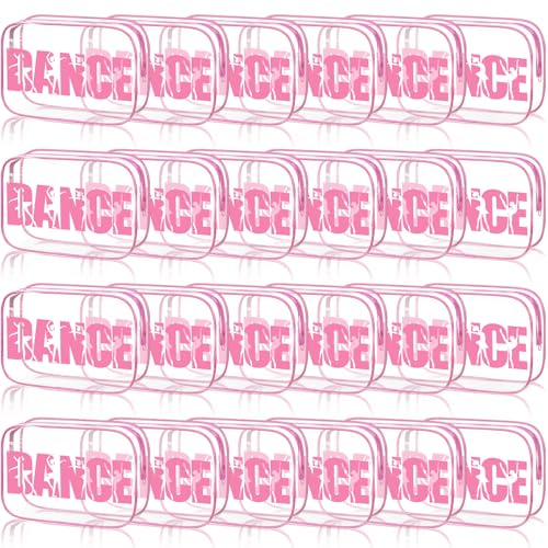 Kacctyen 24 Pack Pink PVC Dance Makeup Bags with Clear Waterproof Design