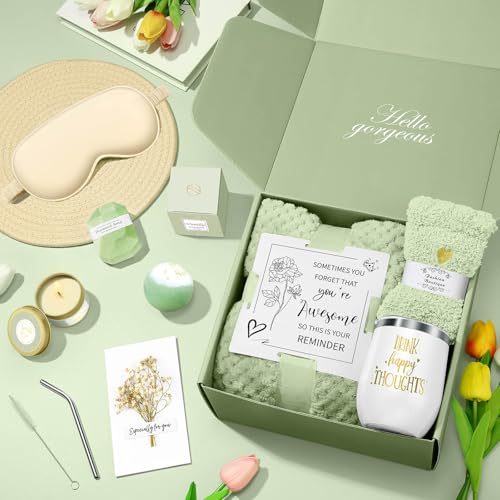 Self Care Spa Gift Basket for Women - Sage Green Birthday Gift Set for Mom, Her, Friend, Sister, Wife, Grandma