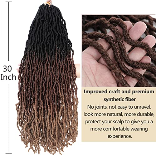 Faux Locs Crochet Hair 30 Inch 7 Pack Ombre 1B/30/27 - Lightweight & Tangle-Free
