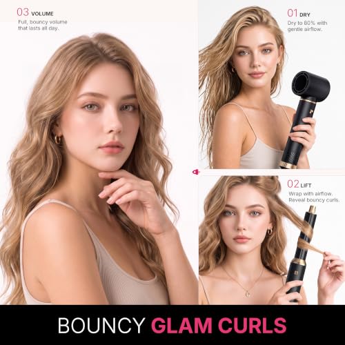 UKLISS 5-in-1 Hair Dryer Brush Set Black Gold - All-in-One Styling Tool