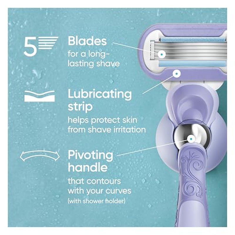 Gillette Venus Deluxe Smooth Swirl Women's Razor Handle + 2 Blade Refills